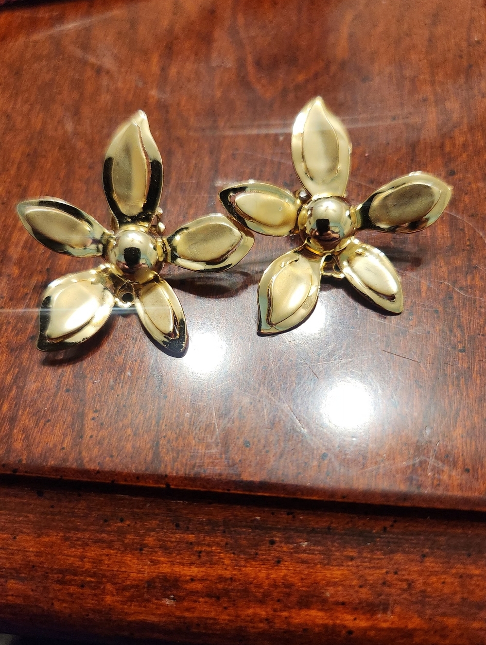 Gold Floral Clip-On Earrings